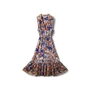 LAPOGEE Maxi Dress Long Lightweight INDIA Design Ruffle Flowy Sz L